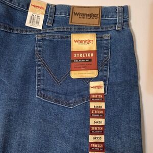 NEW BIG TALL Wrangler Rugged Wear Jeans Mens 54x30 Blue Relaxed Stretch Denim 1